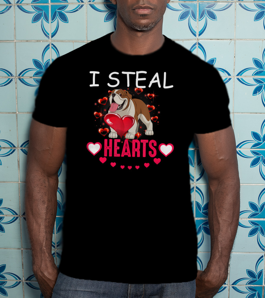 I Steal Hearts Bulldog Hearts T-Shirt