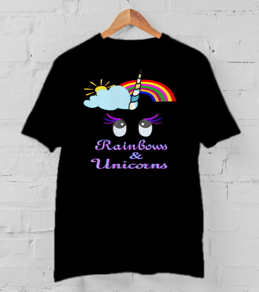 Rainbows And Unicorns Clouds And Sun Dreamy Eyes T-Shirt
