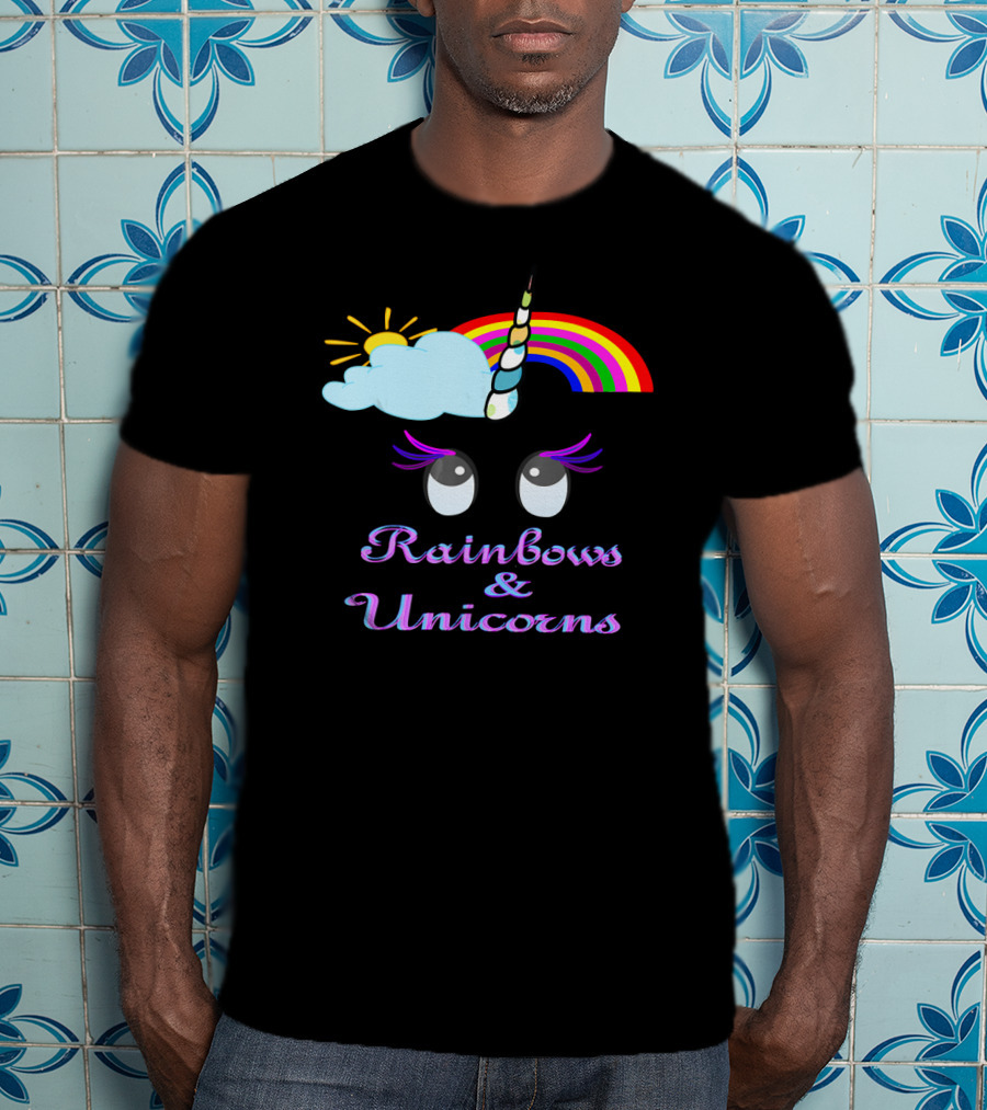 Rainbows And Unicorns Clouds And Sun Dreamy Eyes T-Shirt