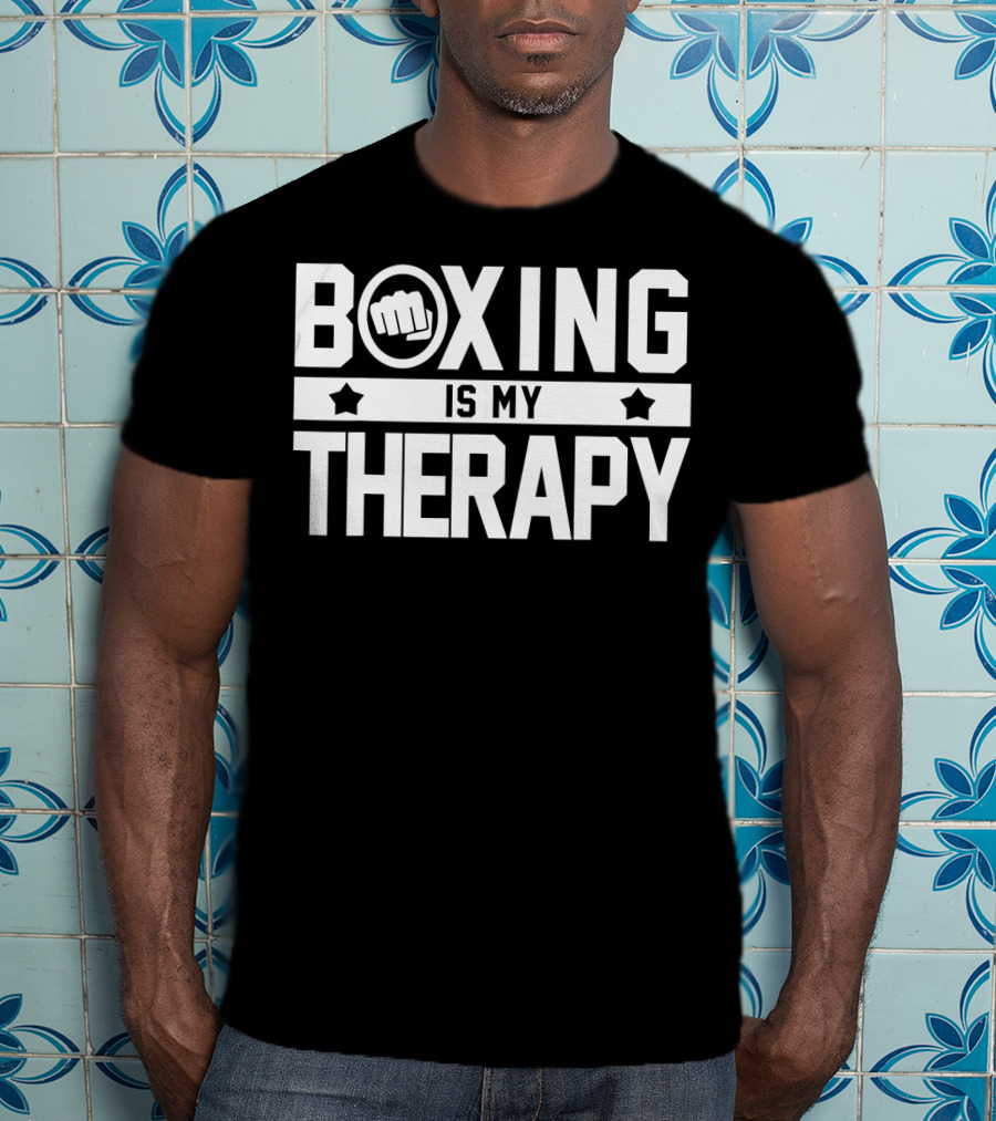 Boxing Is My Therapy Fist Icon Boxing Therapy T-Shirt