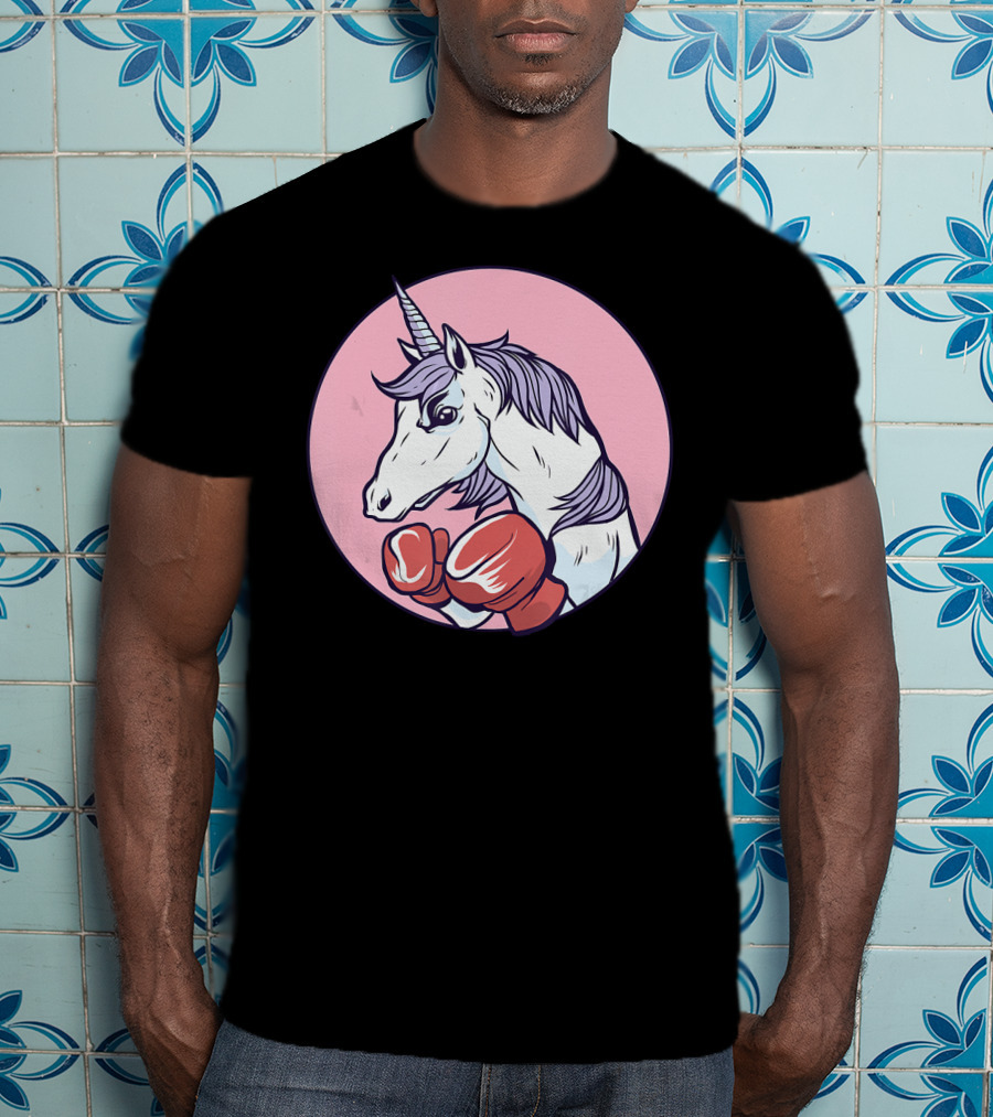 Unicorn Boxing Punchin' Power With Gloves T-Shirt