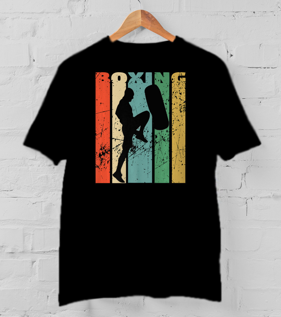 Boxing Vintage Distressed Silhouette Training With Punching Bag T-Shirt