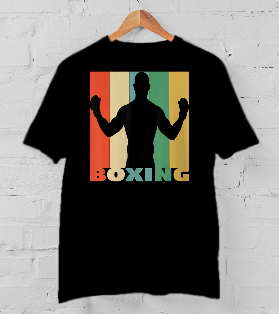 Boxing Silhouette Vintage Stripes For Boxer T-Shirt