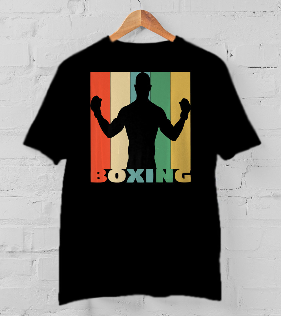 Boxing Vintage Style Silhouette On T-Shirt