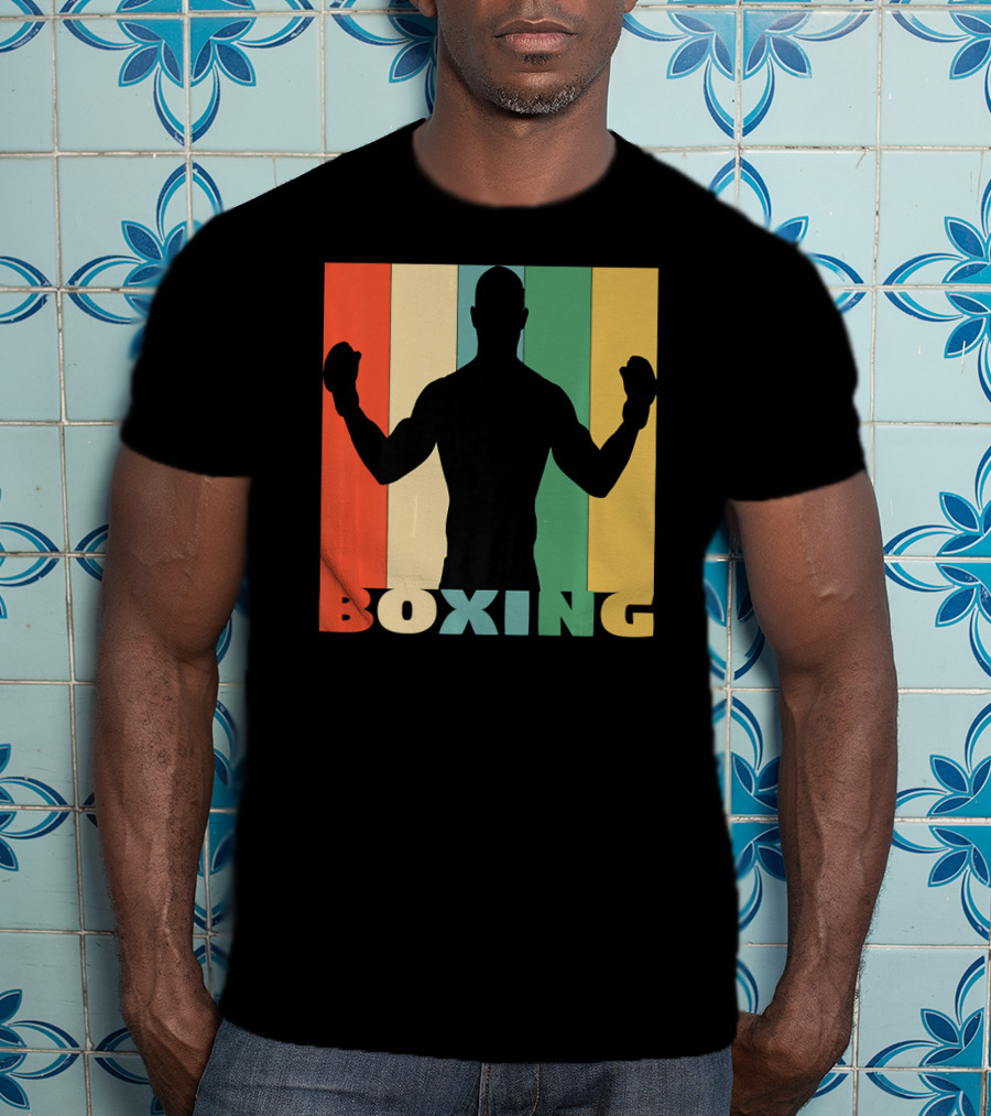 Boxing Vintage Style Silhouette On T-Shirt