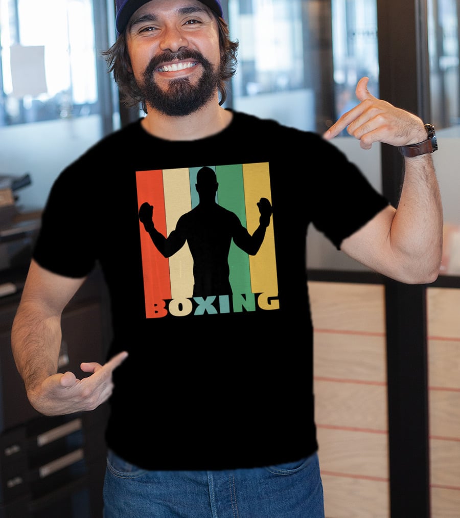 Boxing Vintage Style Silhouette On T-Shirt