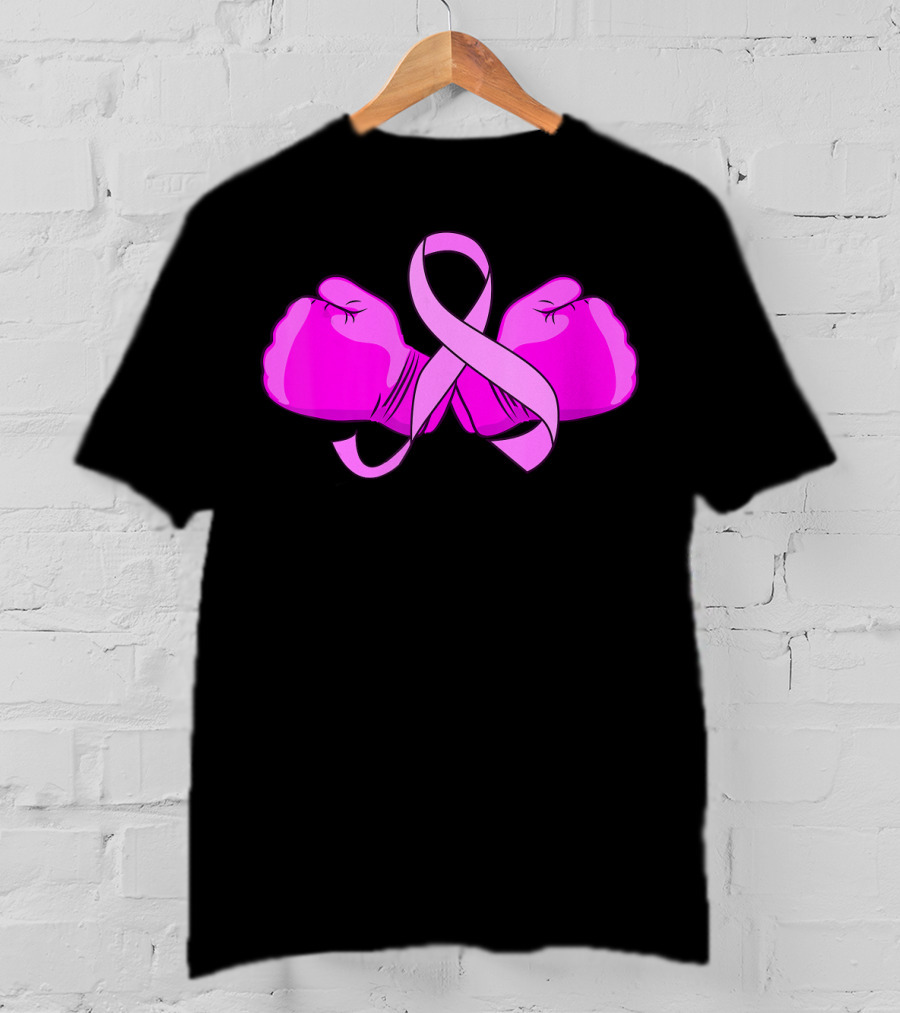 Breast Cancer Awareness Pink Ribbon Boxing Glove Fighter T-Shirt