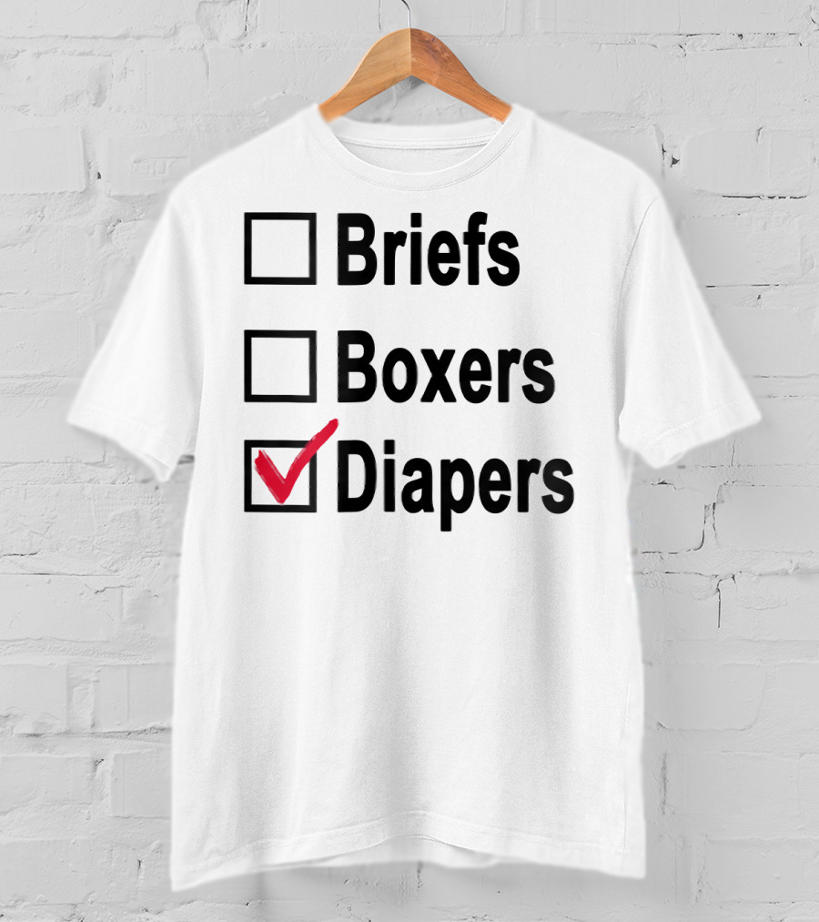 Briefs Boxers Diapers Checkmark ABDL Adult Baby T-Shirt
