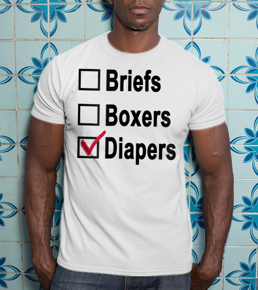 Briefs Boxers Diapers Checkmark ABDL Adult Baby T-Shirt