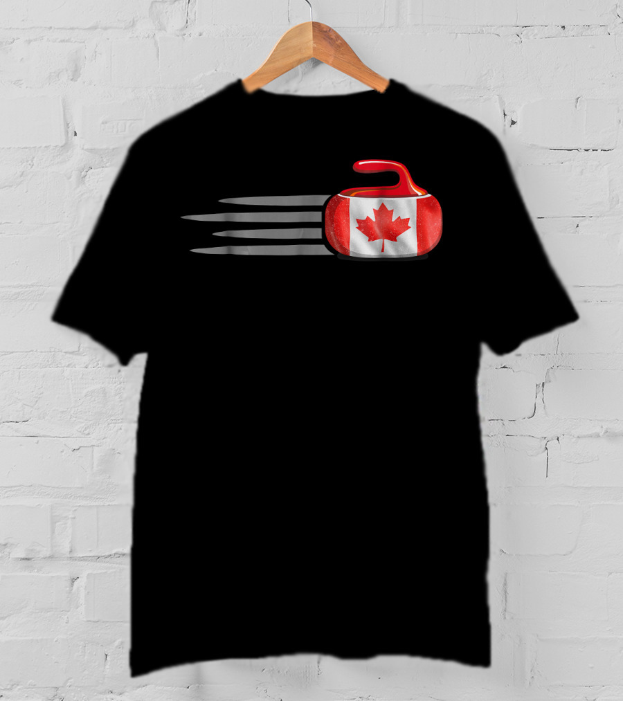 Canadian Flag Curling Stone With Maple Leaf T-Shirt
