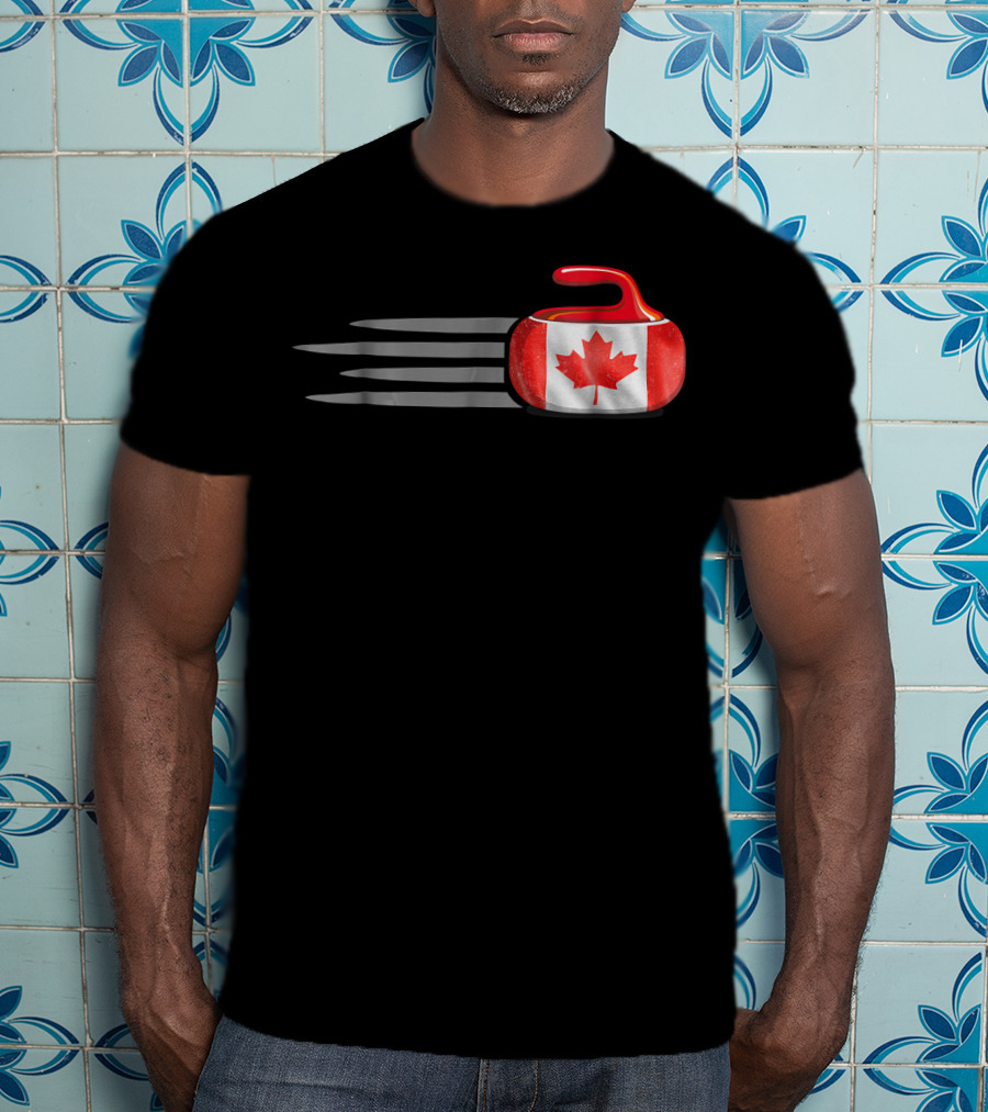 Canadian Flag Curling Stone With Maple Leaf T-Shirt