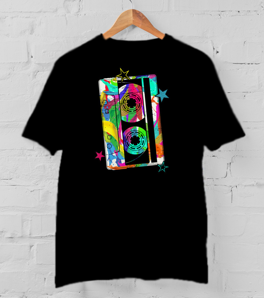 Colorful Cassette Tape Costume Vintage Music Stars T-Shirt