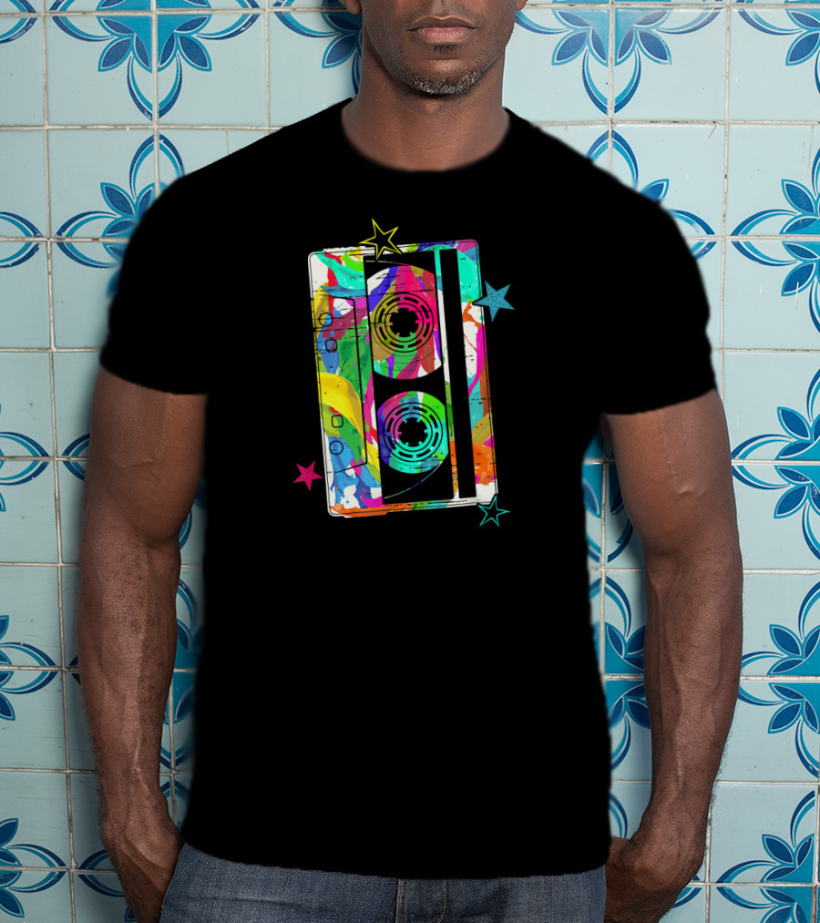 Colorful Cassette Tape Costume Vintage Music Stars T-Shirt
