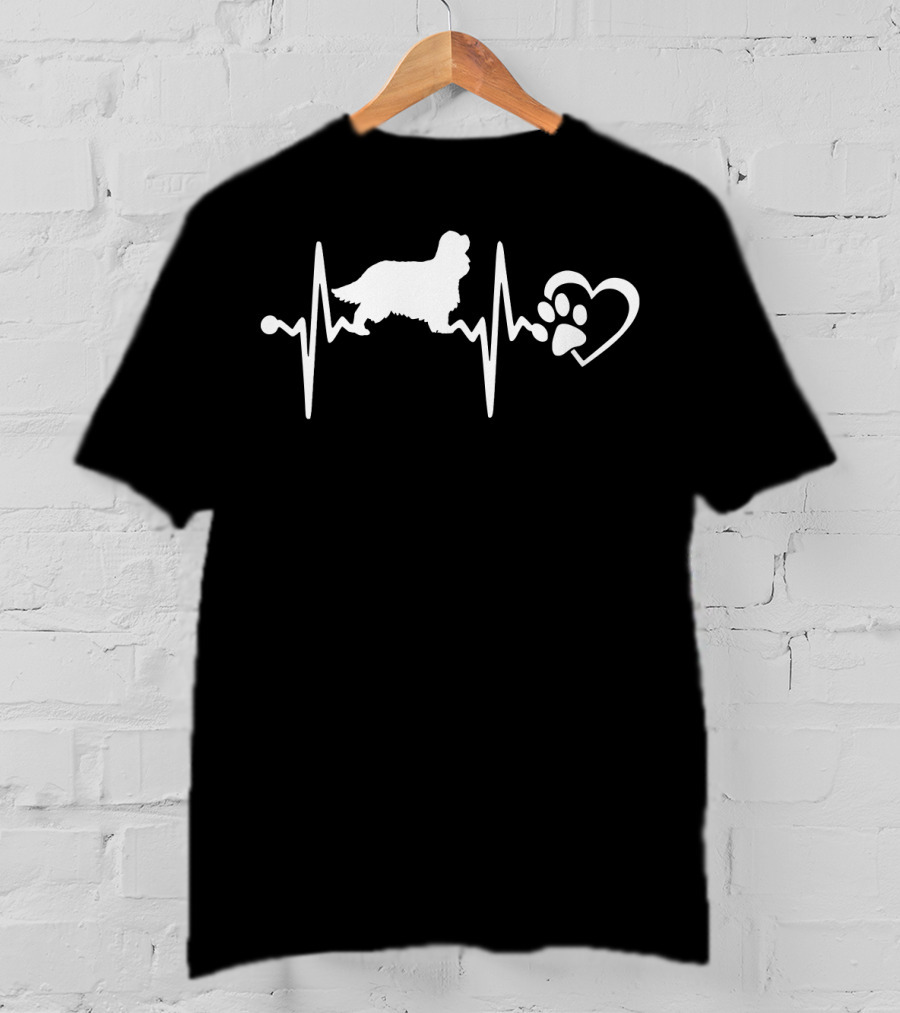 Cavalier King Charles Spaniel Heartbeat Paw Love T-Shirt
