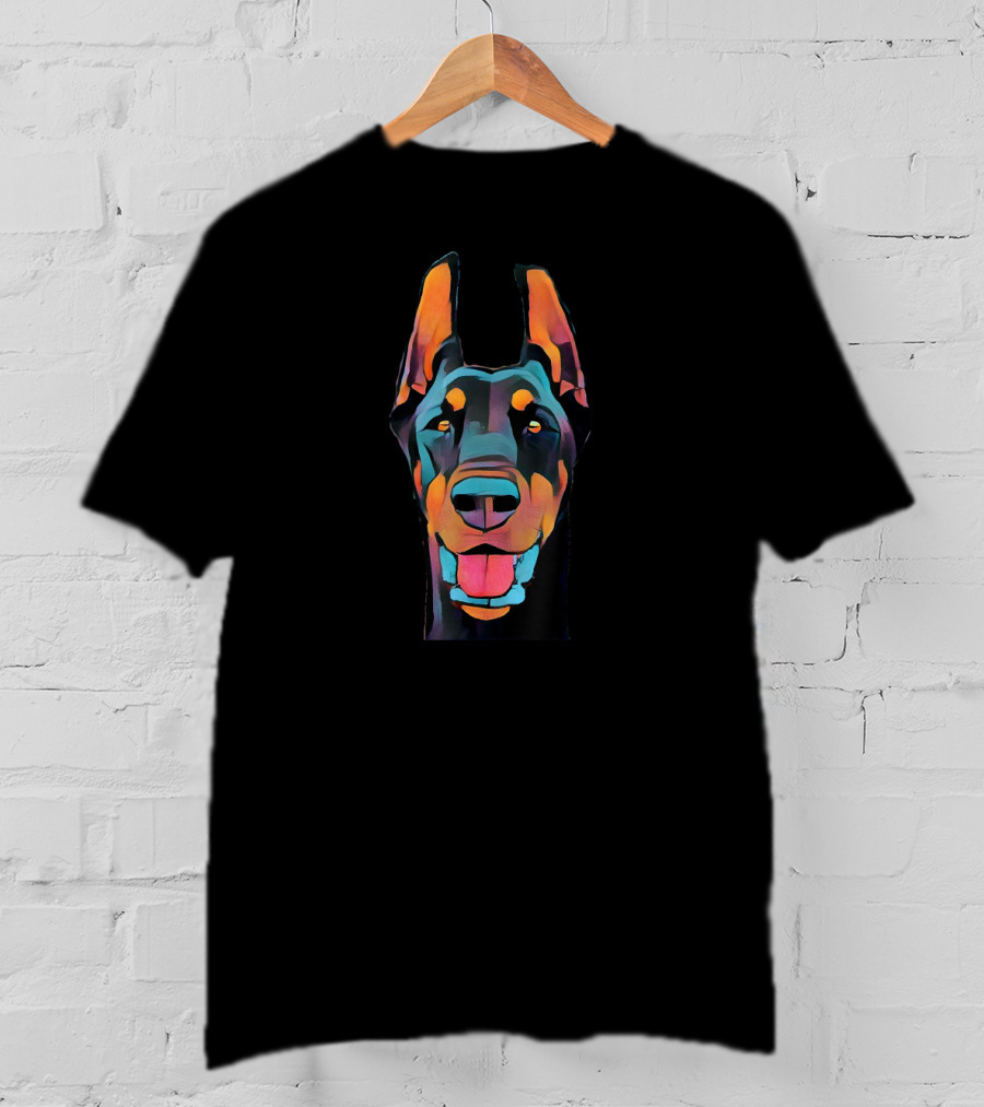 Doberman Pinscher Vibrant Comic Style Dobie T-Shirt