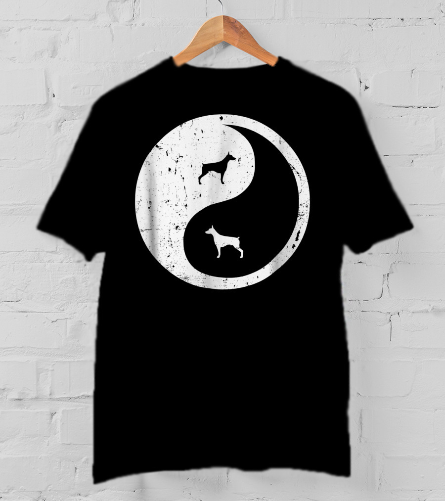 Doberman Pinscher Yin Yang Symbol With Doberman T-Shirt