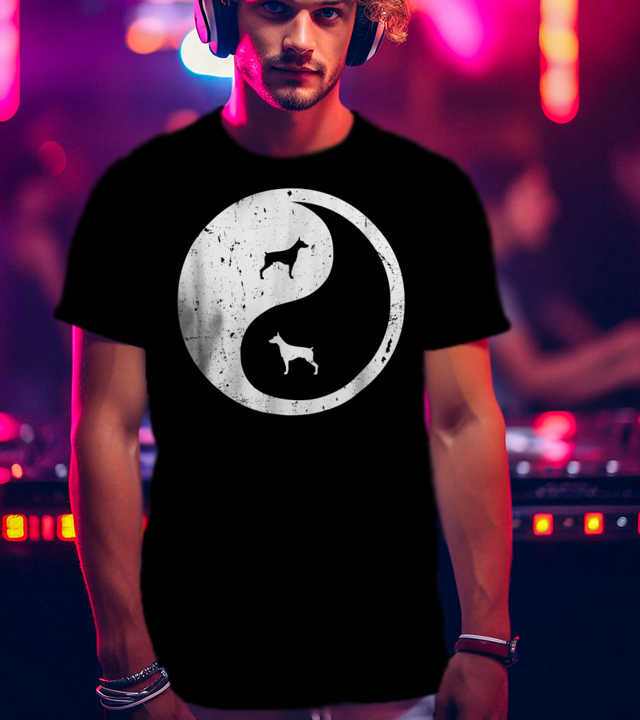 Doberman Pinscher Yin Yang Symbol With Doberman T-Shirt