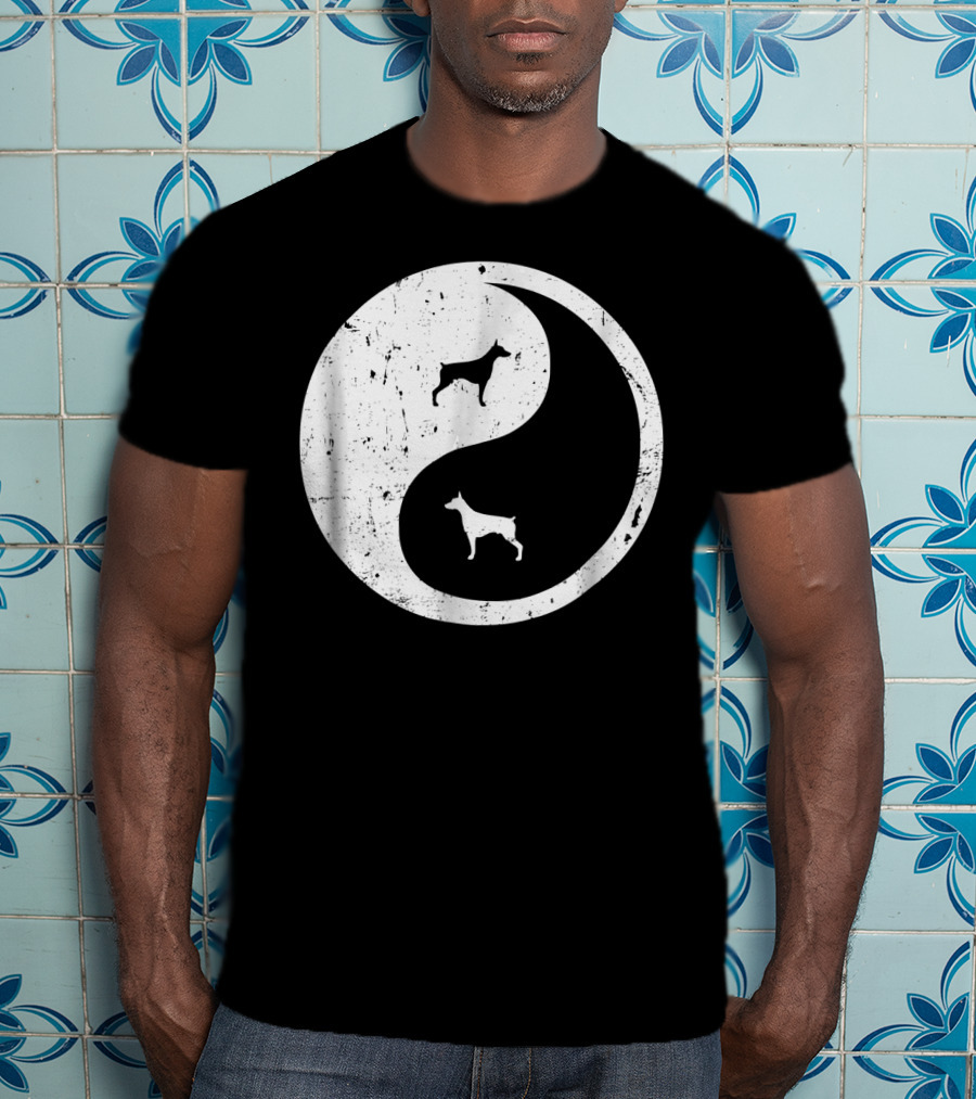 Doberman Pinscher Yin Yang Symbol With Doberman T-Shirt