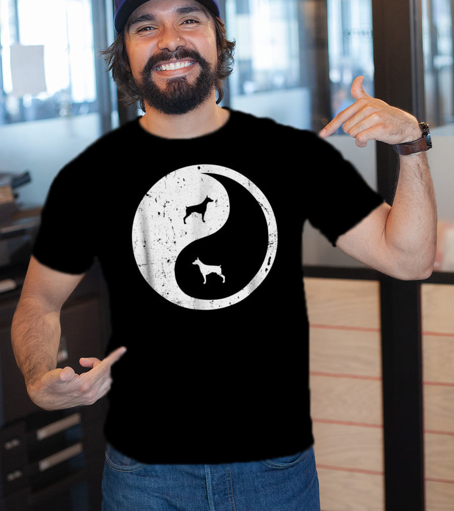 Doberman Pinscher Yin Yang Symbol With Doberman T-Shirt