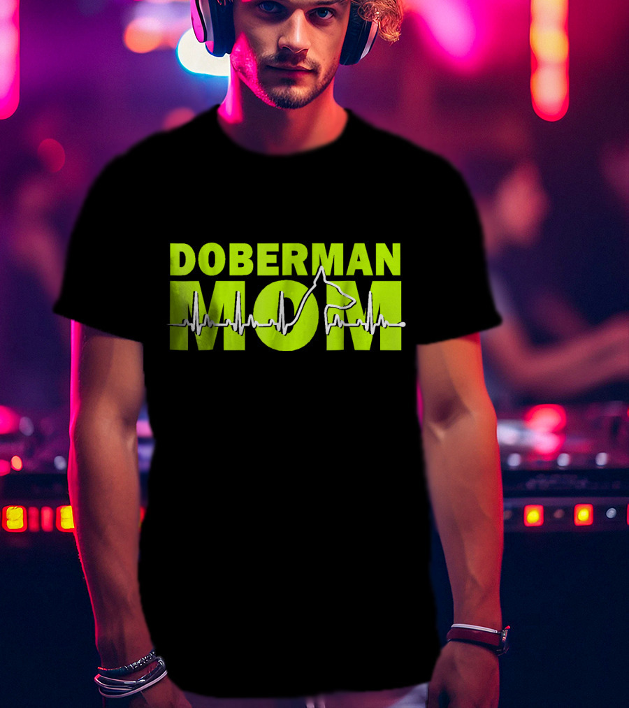DOBERMAN MOM Heartbeat Dog T-Shirt