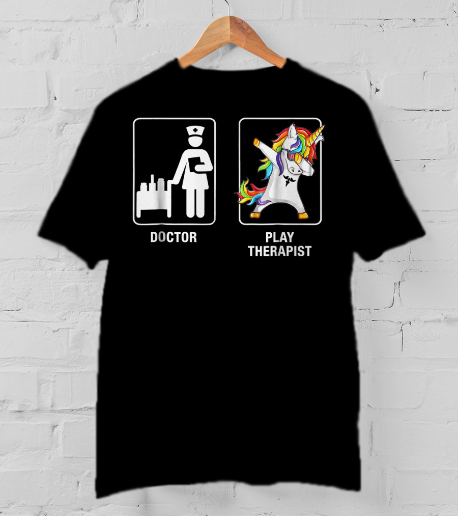 Doctor Play Therapist Unicorn Dabbing T-Shirt