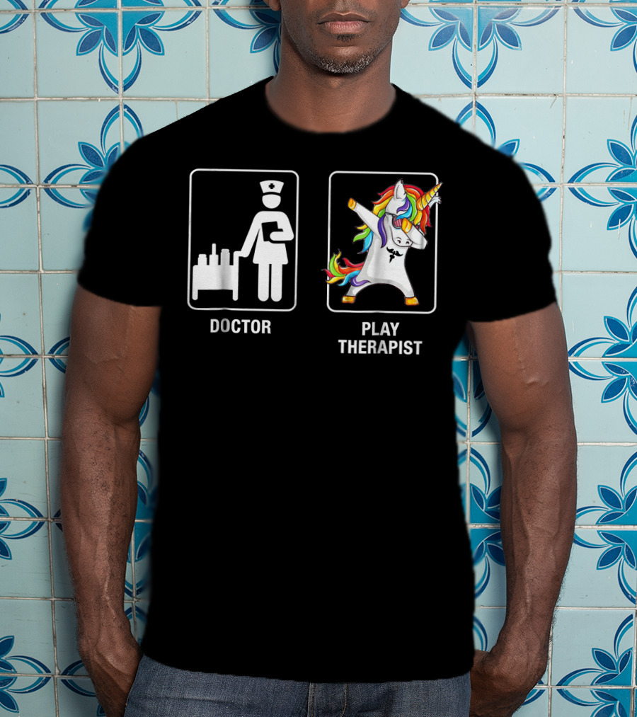 Doctor Play Therapist Unicorn Dabbing T-Shirt