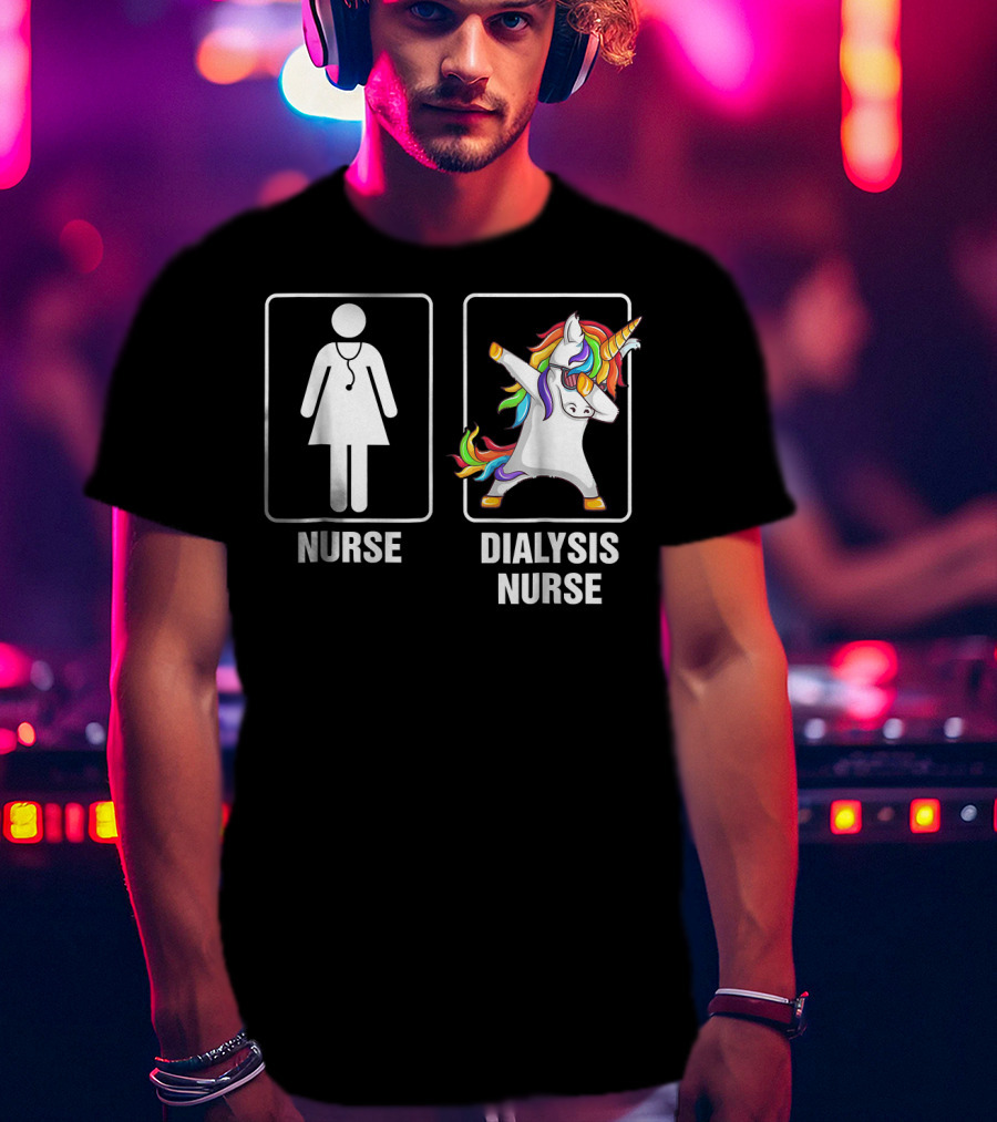 Nurse Dialysis Nurse Dabbing Unicorn T-Shirt