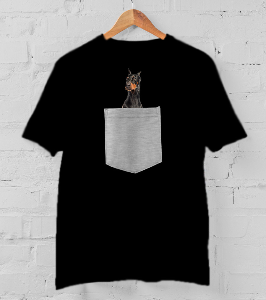 Dog In Your Pocket Doberman Pinscher Black And Gray T-Shirt