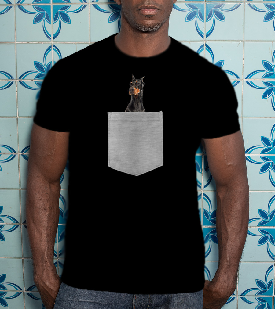 Dog In Your Pocket Doberman Pinscher Black And Gray T-Shirt