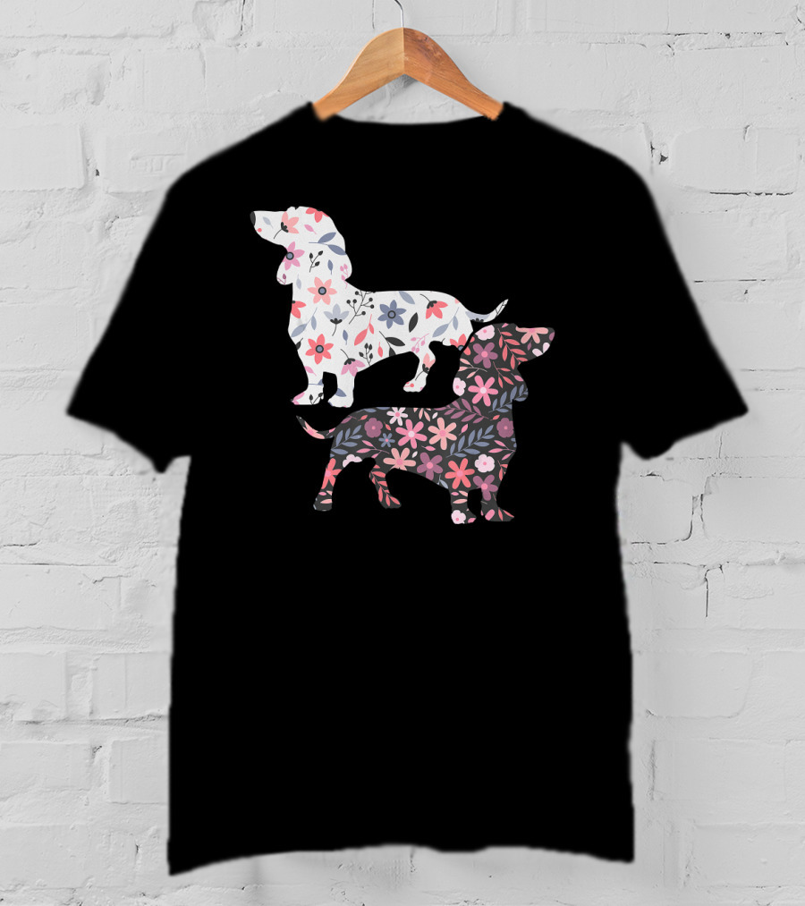 Dog Owner Idea Dogs Pet Animals Dachshund Floral T-Shirt