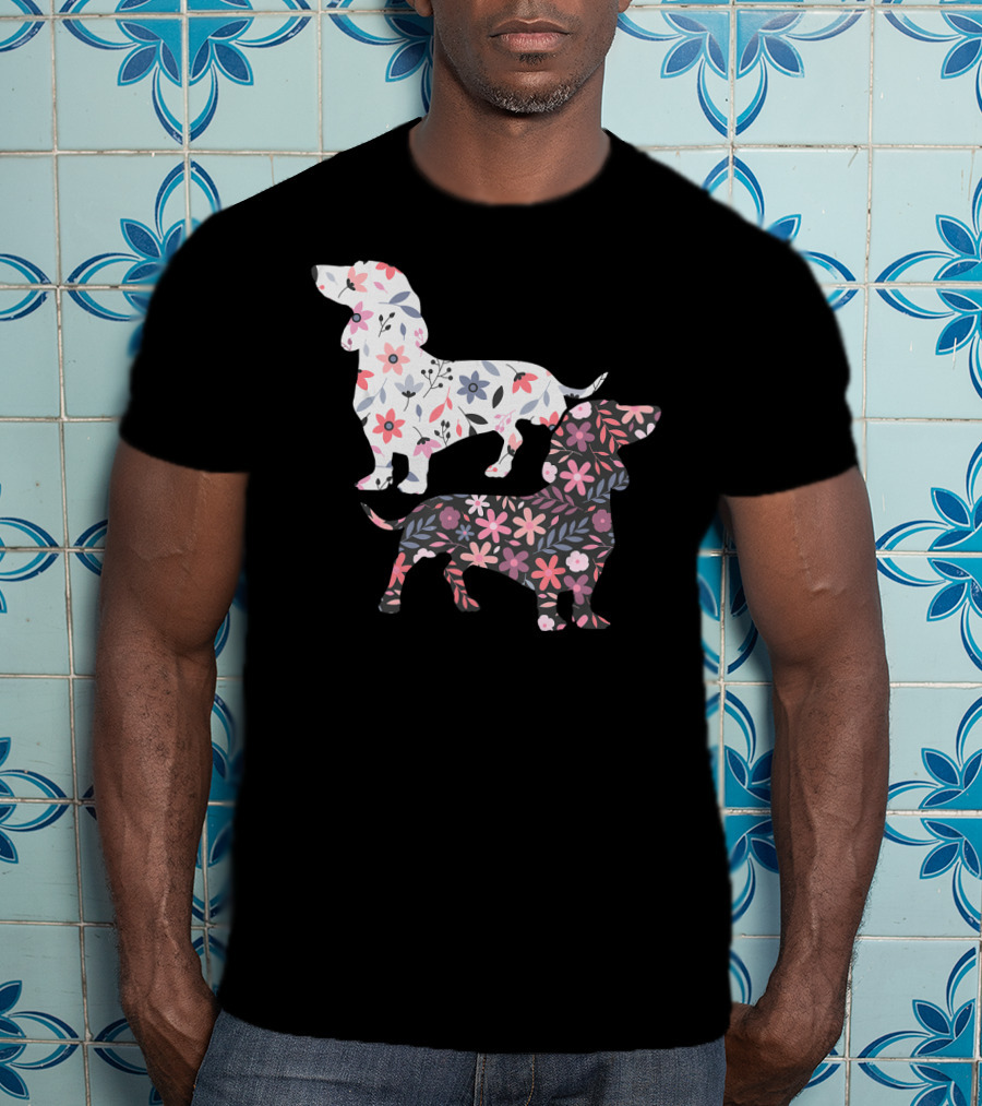 Dog Owner Idea Dogs Pet Animals Dachshund Floral T-Shirt