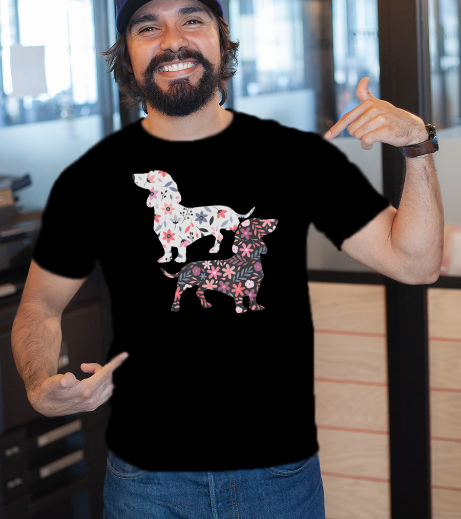 Dog Owner Idea Dogs Pet Animals Dachshund Floral T-Shirt