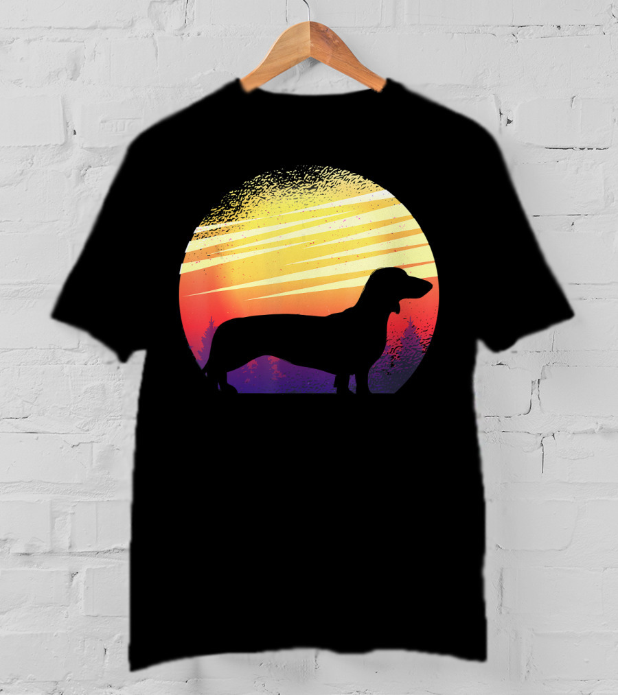 Dog Sunset Dachshund Silhouette Pet Animal T-Shirt