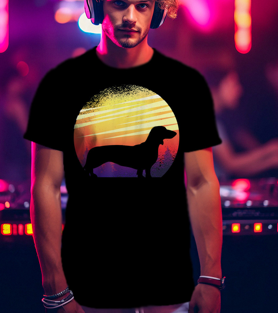 Dog Sunset Dachshund Silhouette Pet Animal T-Shirt