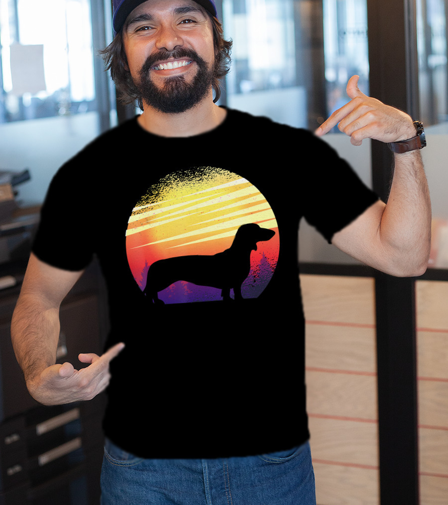 Dog Sunset Dachshund Silhouette Pet Animal T-Shirt