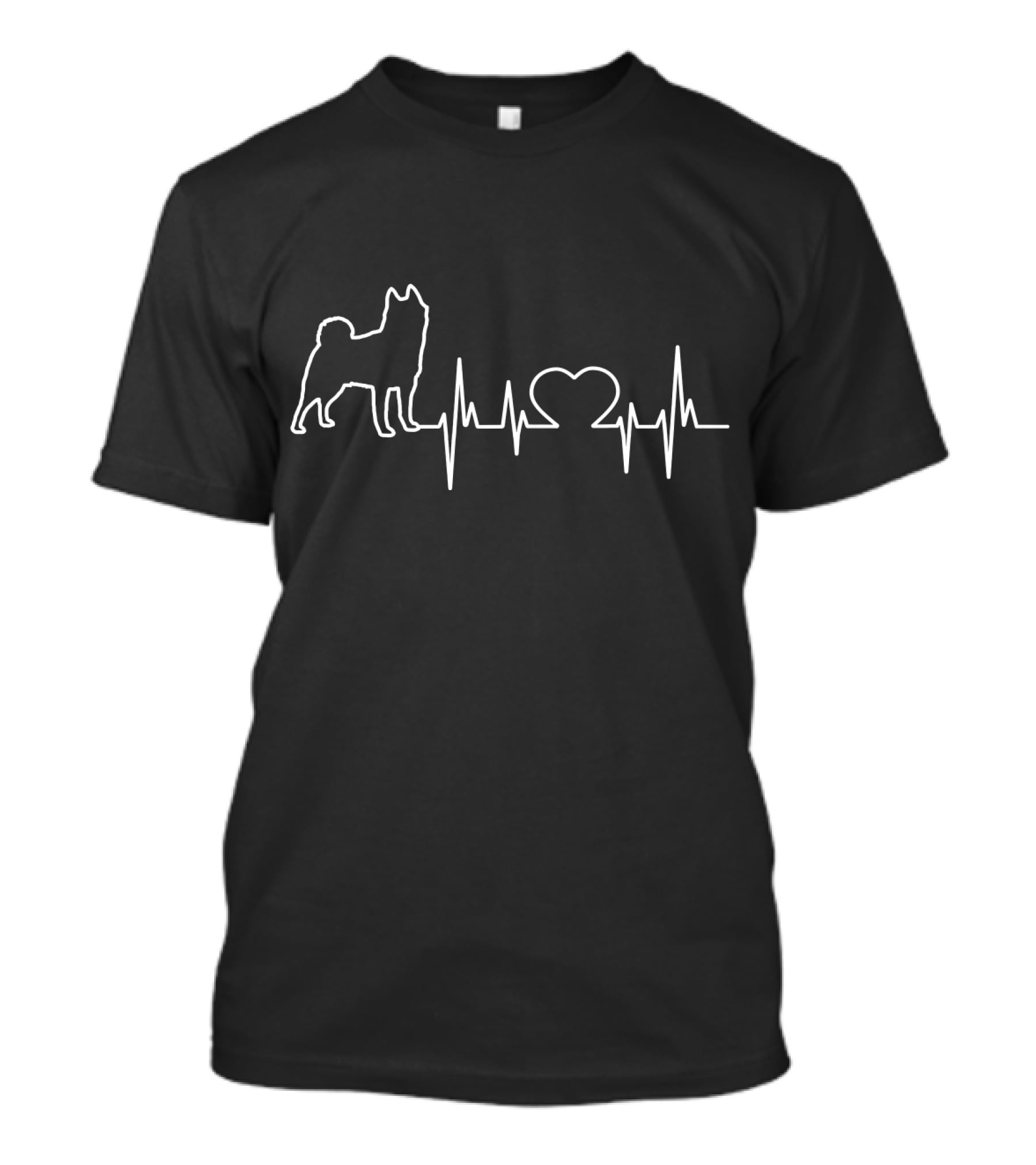Akita Dog Heartbeat Line With Heart Icon T-Shirt