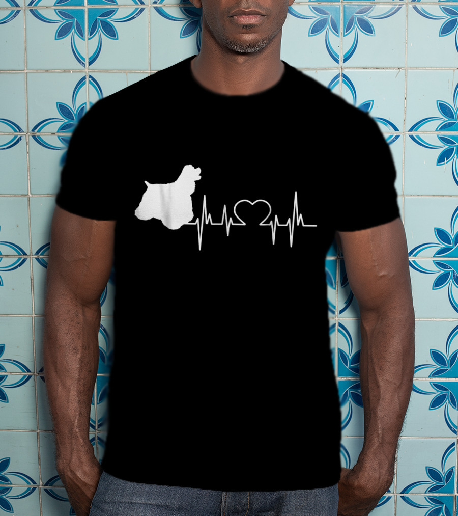 American Cocker Spaniel Dad Heartbeat Love T-Shirt