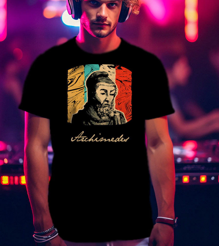 Archimedes Portrait With Colorful Abstract Background T-Shirt