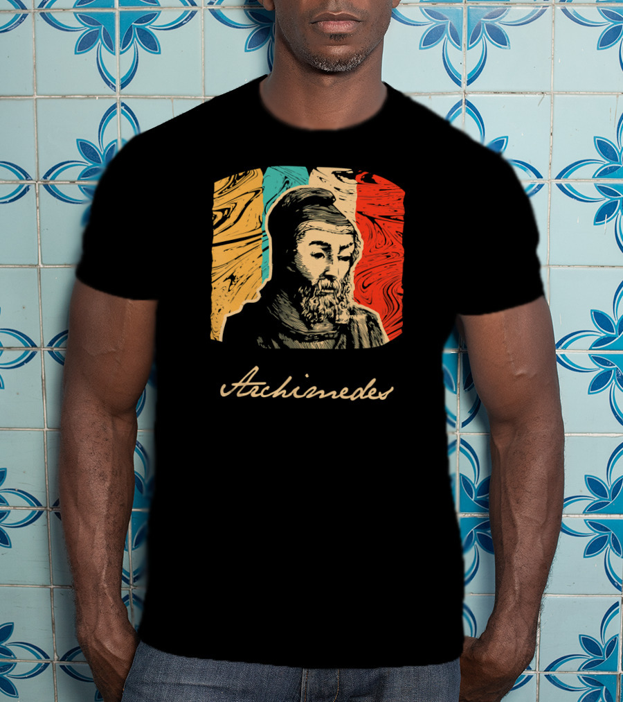 Archimedes Portrait With Colorful Abstract Background T-Shirt