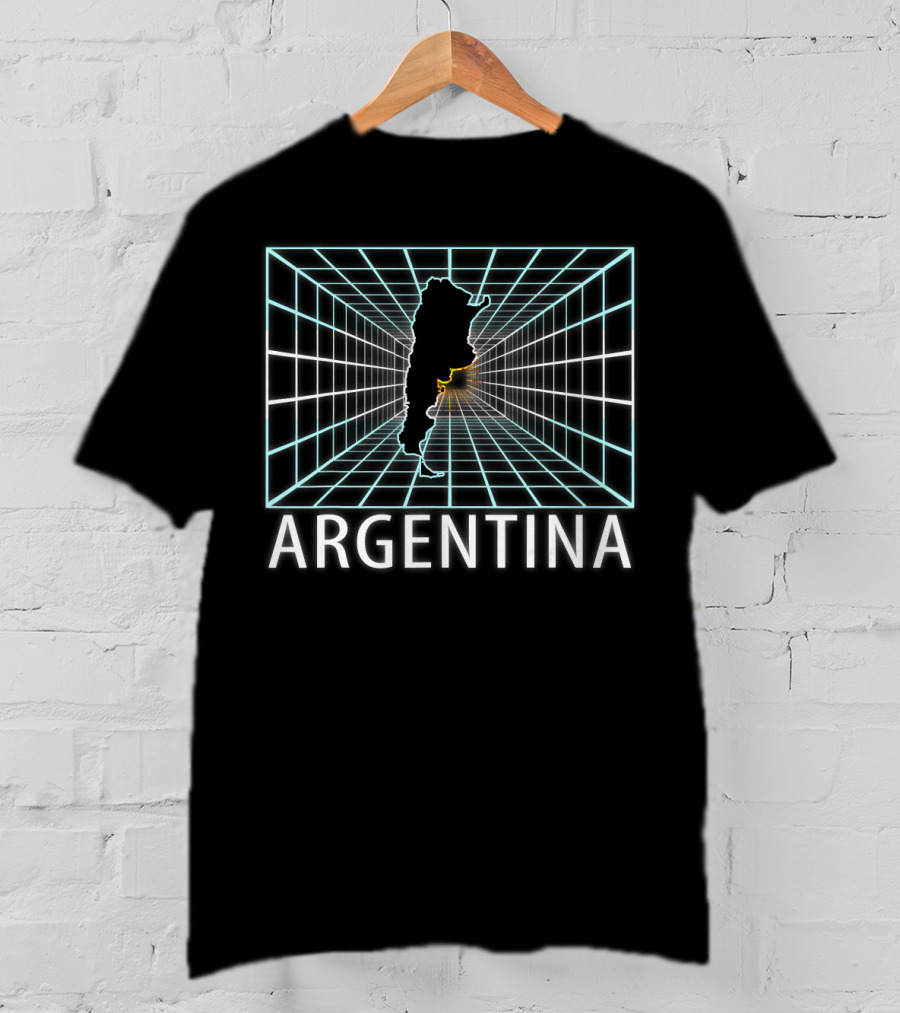 Argentina Map With Retro Grid Background T-Shirt