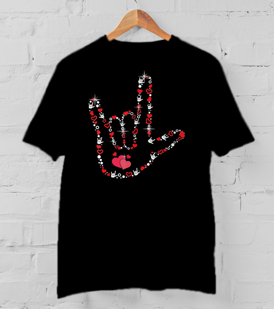 ASL Love Heart Hand Sign Deaf Pride Valentine's Day T-Shirt