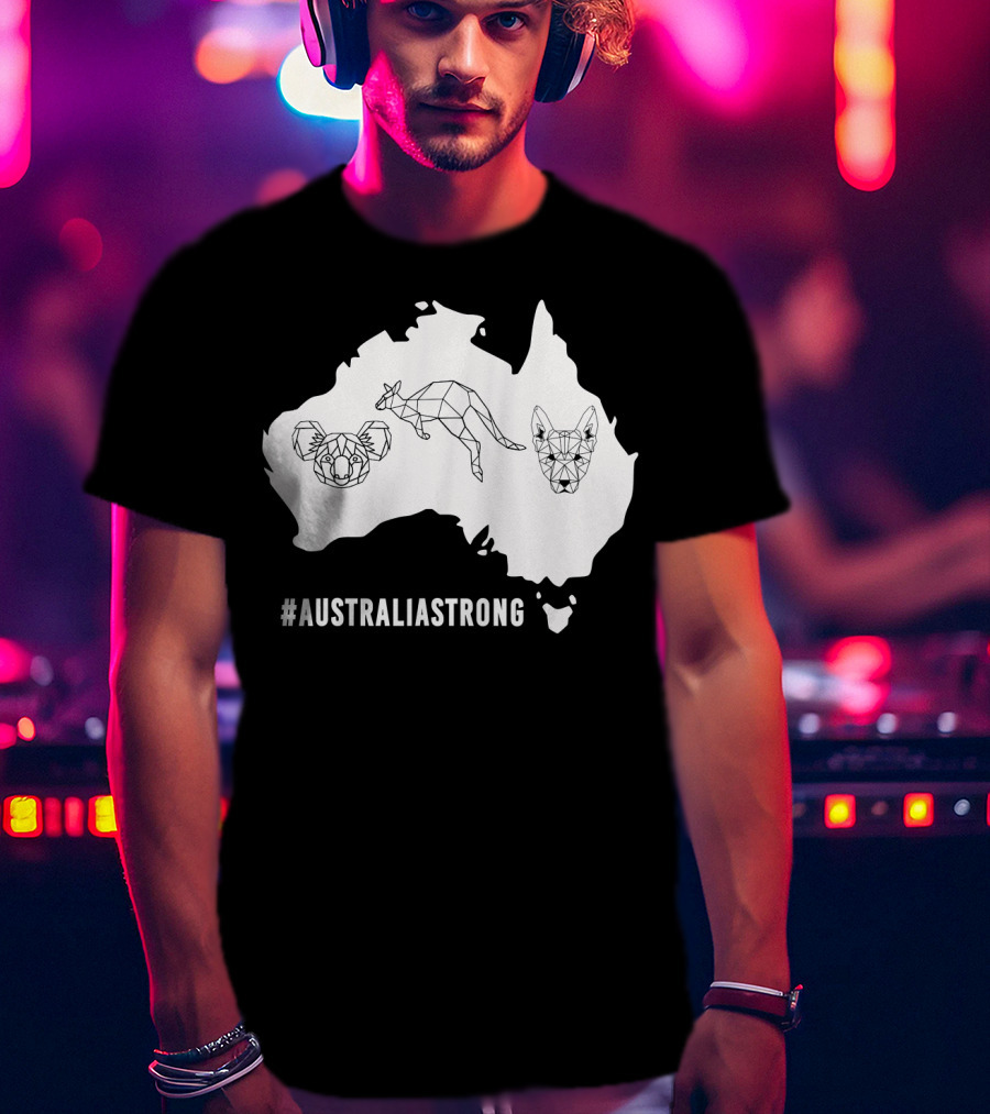 AustraliaStrong Koala Kangaroo Dingo Geometric Map T-Shirt