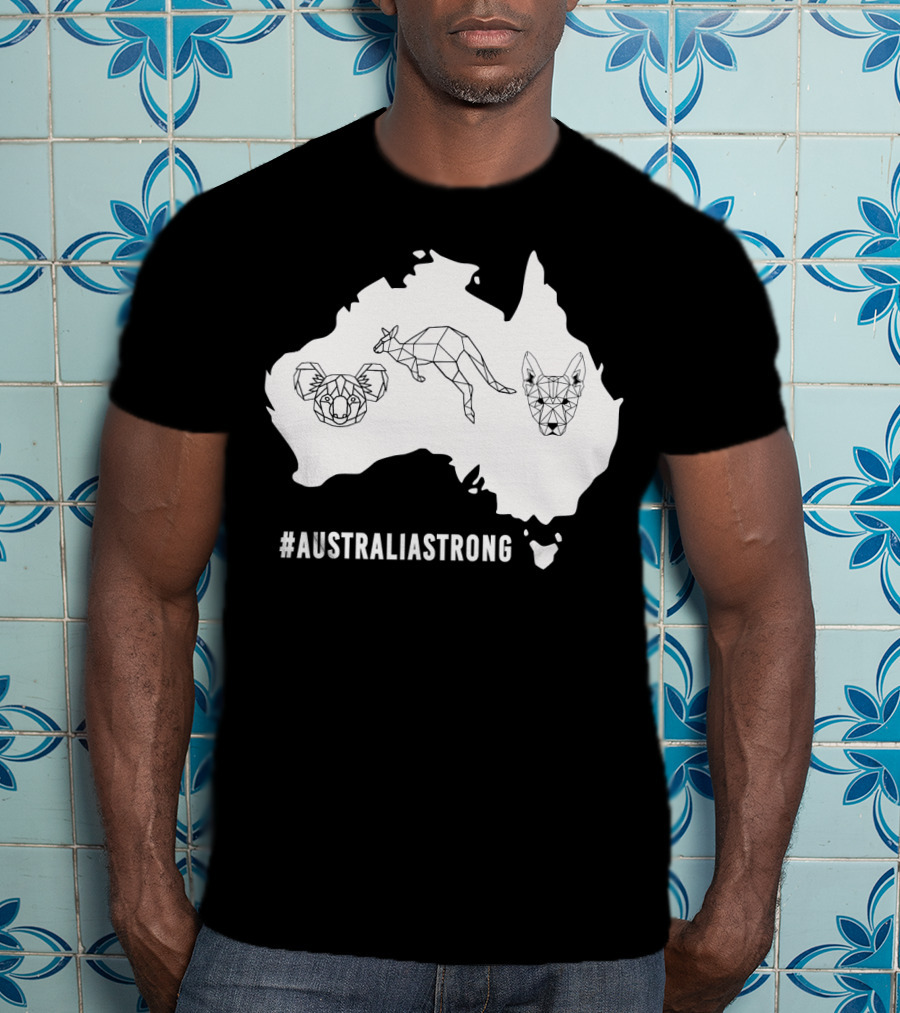AustraliaStrong Koala Kangaroo Dingo Geometric Map T-Shirt