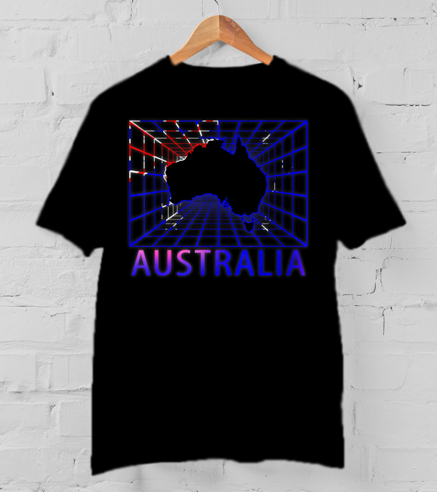 Australia Map Retro Grid T-Shirt