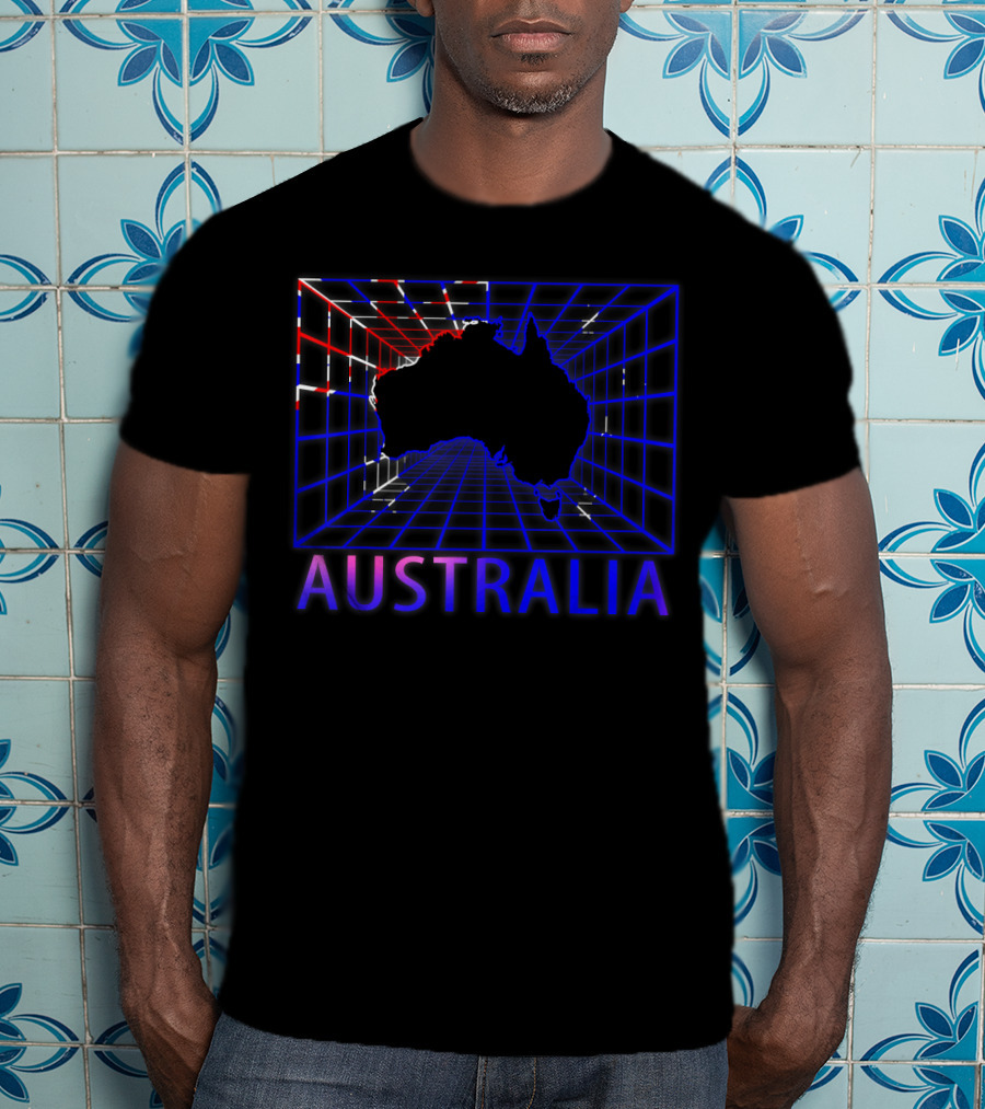 Australia Map Retro Grid T-Shirt
