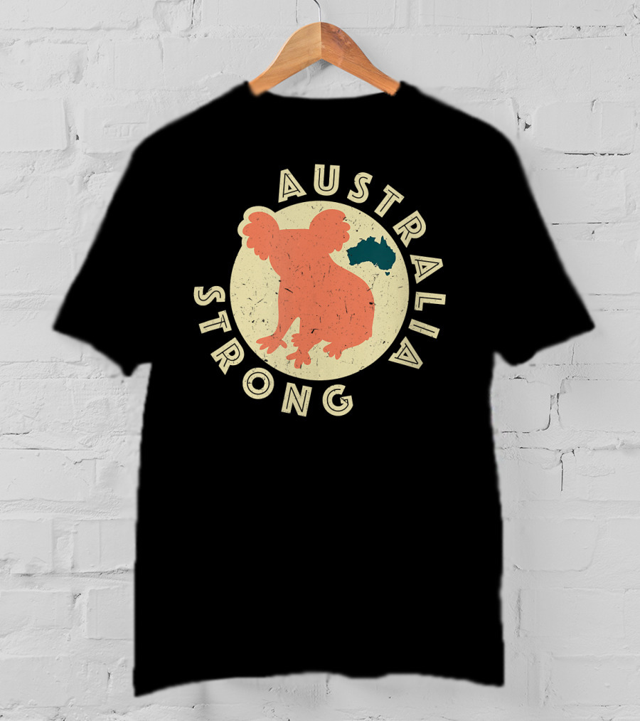 Australia Strong Koala Silhouette With Map T-Shirt