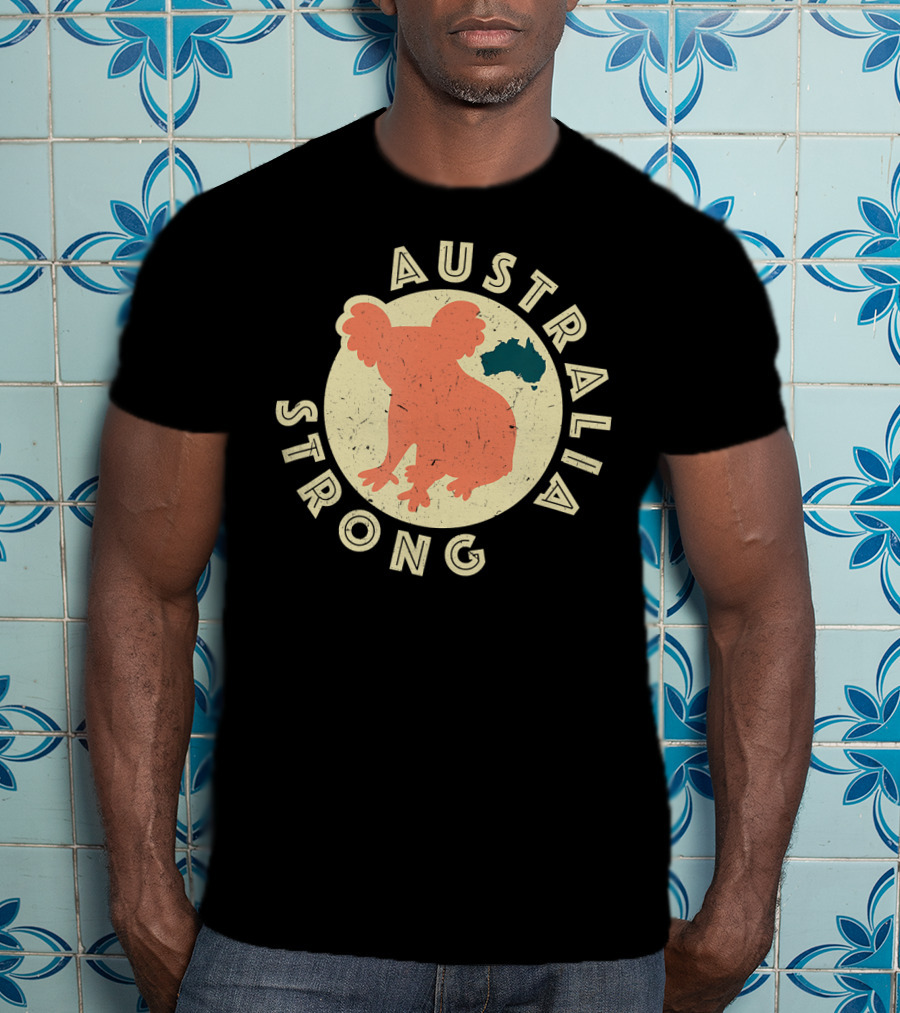 Australia Strong Koala Silhouette With Map T-Shirt