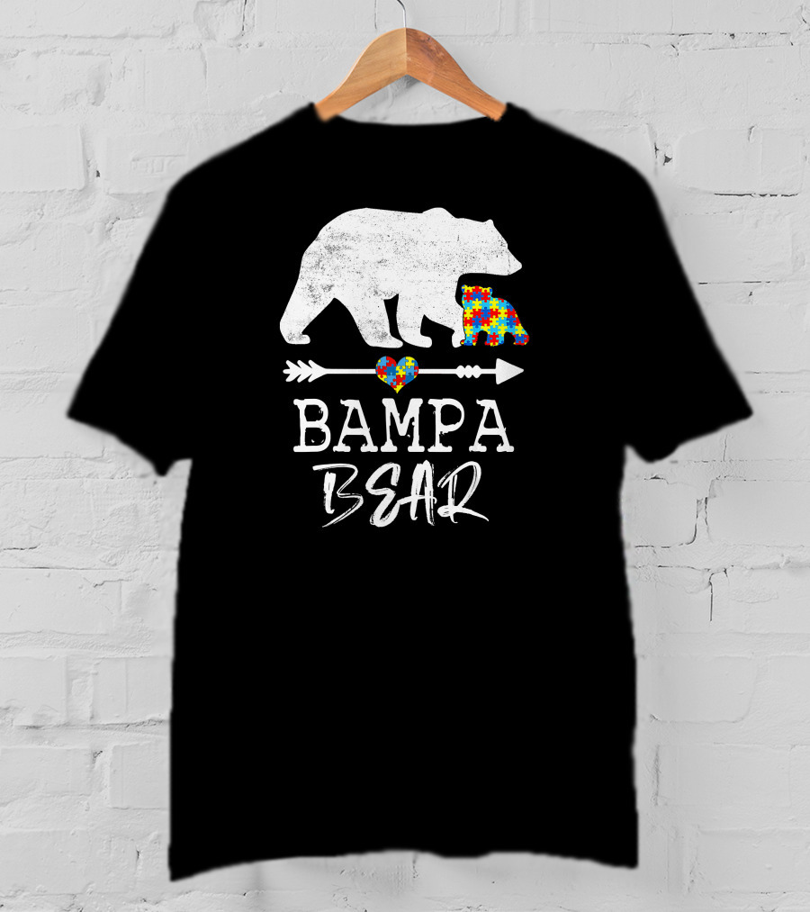 Bampa Bear Puzzle Heart Arrow Autism Awareness T-Shirt