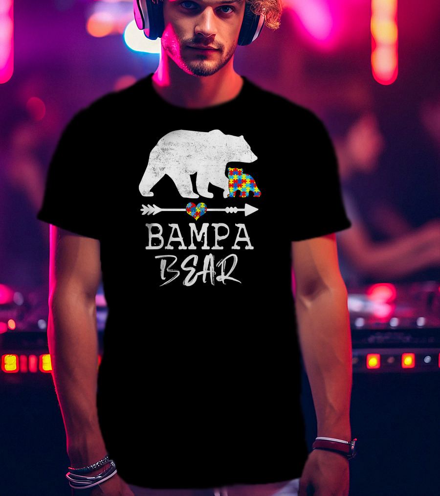 Bampa Bear Puzzle Heart Arrow Autism Awareness T-Shirt