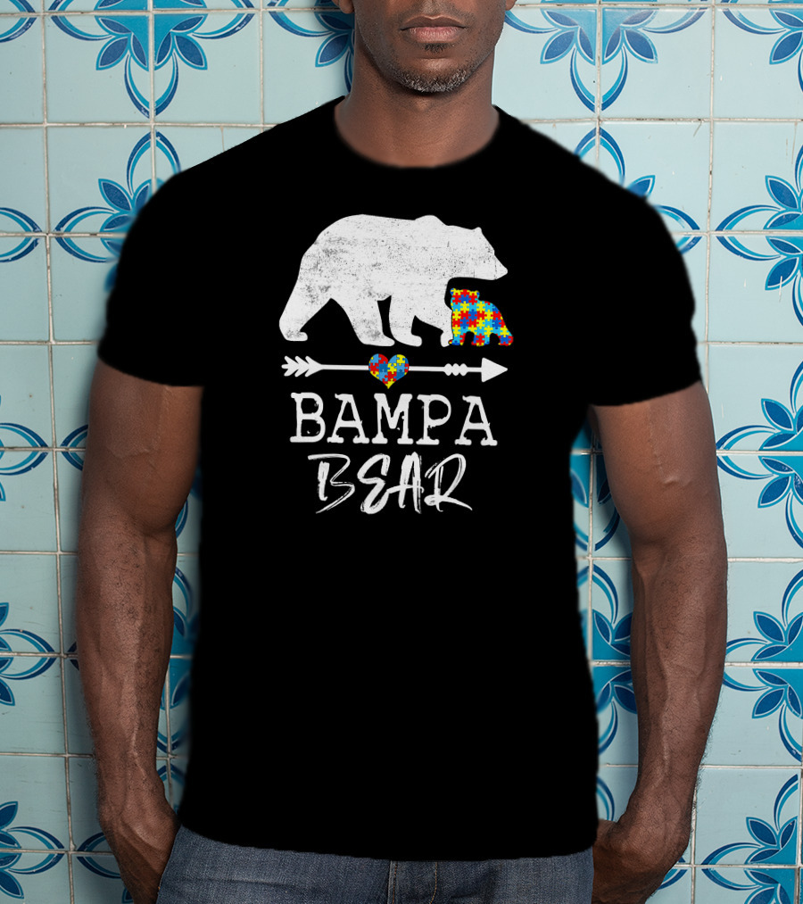 Bampa Bear Puzzle Heart Arrow Autism Awareness T-Shirt